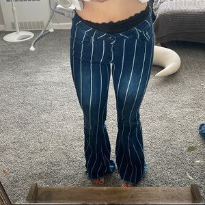 Grace in LA striped denim bellbottom jeans 27